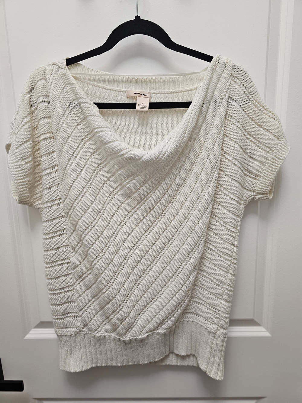 DKNY Cream Cowl Neck Short Sleeve Sweater